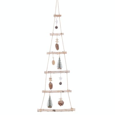Sapin de Noël mural en bois avec décorations nature PIER IMPORT