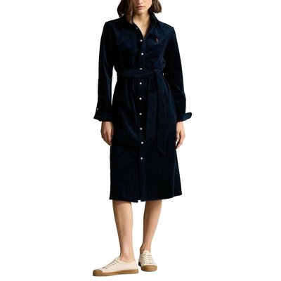 Cotton Shirt Dress with Tie Waist and Long Sleeves POLO RALPH LAUREN
