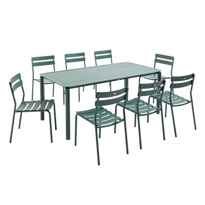 Salon de jardin table et 8 chaises en aluminium, ALMADA OVIALA