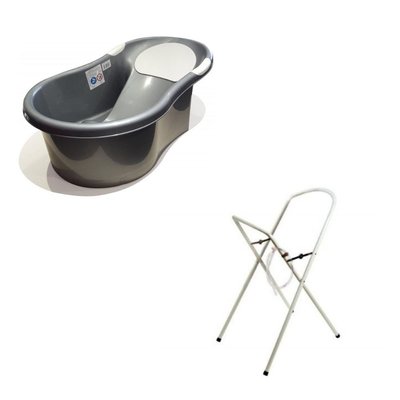 Baignoire 0-6 mois argentée avec transat intégré + support à pied DBB REMOND