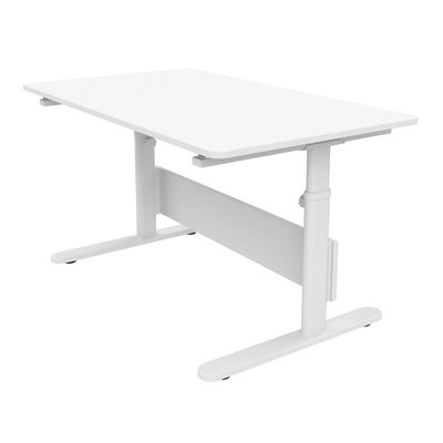 Bureau evolutif avec plateau en bois mélaminé inclinable et pieds en métal FLEXA