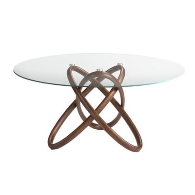 Table à manger ronde verre trempé et noyer ANGEL CERDA