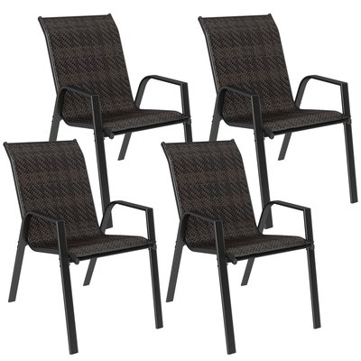 Lot de 4 chaises de jardin empilables avec accoudoirs résine OUTSUNNY