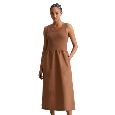 Robe en jersey côtelé flare avec jupe en popeline de coton MARC O’POLO DENIM