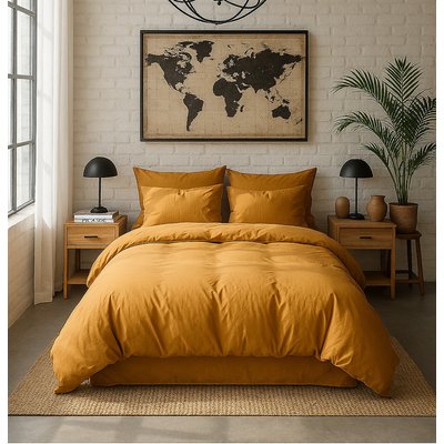 Housse de couette percale de coton lavé unie, Elegance BATON ROUGE