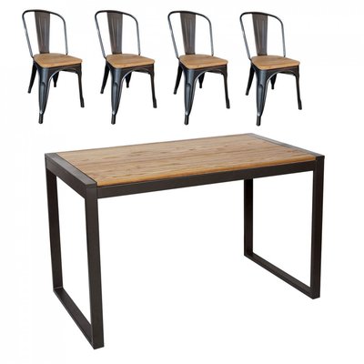 Ensemble repas 120 cm en bois et acier - NEVADA MATHI DESIGN