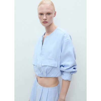 Veste courte en lin à poches MANGO
