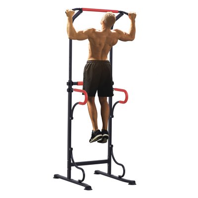 Station de musculation multifonctions hauteur réglable acier noir rouge HOMCOM