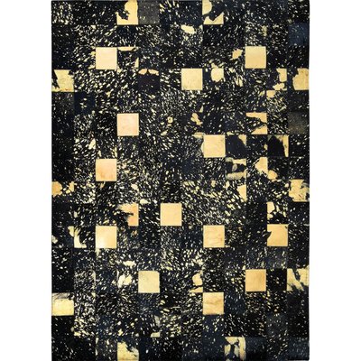 Tapis de salon en cuir recyclé éclats or  CUIR PREMIUM GOLD THE DECO FACTORY