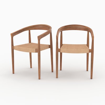 Lot de 2 chaises en bois de teck et corde synthétique - BALI RENDEZ-VOUS DÉCO