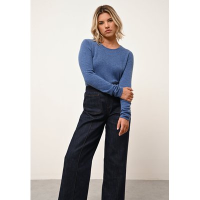 VIVIAN pull col rond bleu denim en cachemire JUST CASHMERE