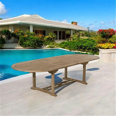 Table de jardin extensible ovale en bois de teck massif 200/300x120cm SUMMER 12 personnes PIER IMPORT