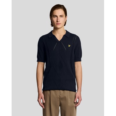 Polo col ouvert à losanges en maille LYLE & SCOTT