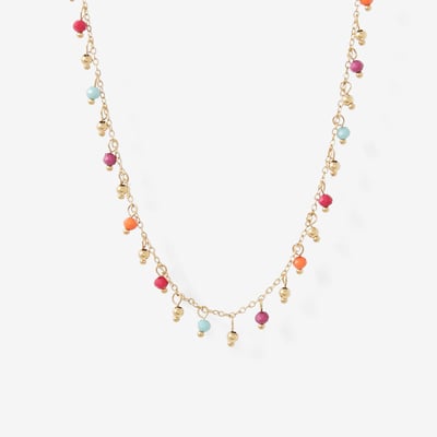 Collier perles à facettes multicolores en acier inoxydable BALABOOSTE