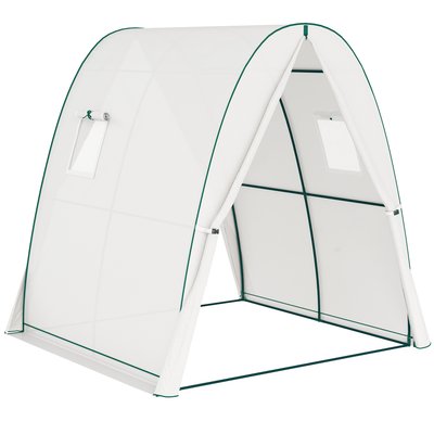 Serre tunnel de jardin - 2 portes , 2 fenêtres - acier vert PE blanc OUTSUNNY