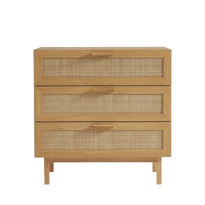 Commode 3 tiroirs en bois et cannage L85cm - JUNE DRAWER