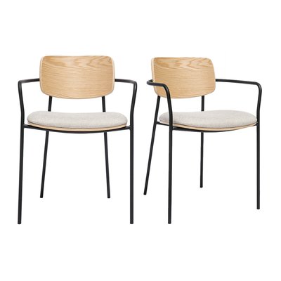 Chaises en bois clair chêne et métal noir (lot de 2) SUSAN MILIBOO