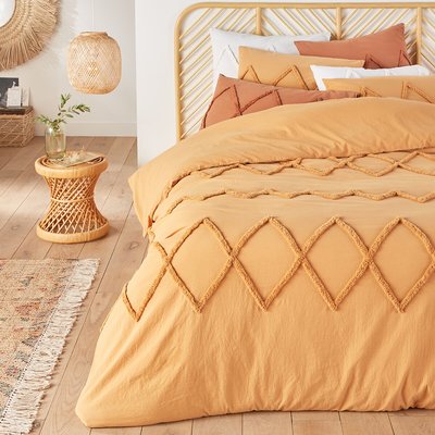 Assa Boho Tufted 100% Cotton Ochre Duvet Cover LA REDOUTE INTERIEURS
