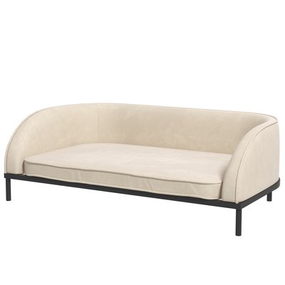 Lit canapé chien chat design contemporain velours beige PAWHUT