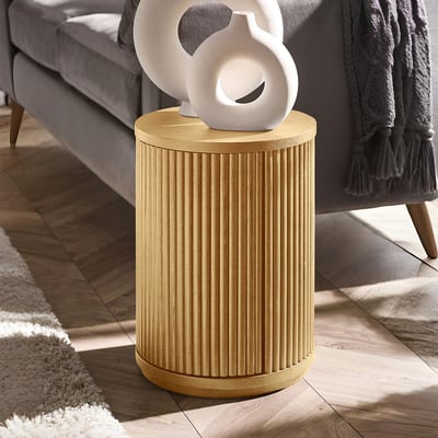 Leno Fluted 1-Door Storage Side Table SO'HOME
