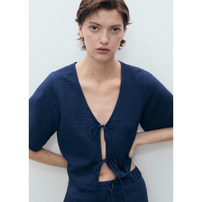 Top denim fluide à nœuds MANGO