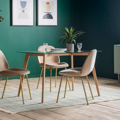 Tinsukia Oak and Glass Rectangular Dining Table (Seats 4) SO'HOME