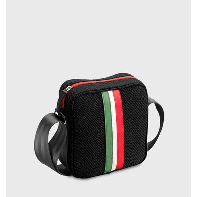 E2R Sac bandoulière homme noir tissu et cuir upcyclés Rino OH MY BAG