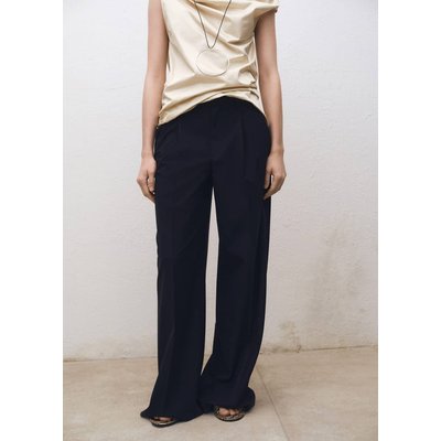 Pantalon wideleg à pinces en laine mélangée MANGO