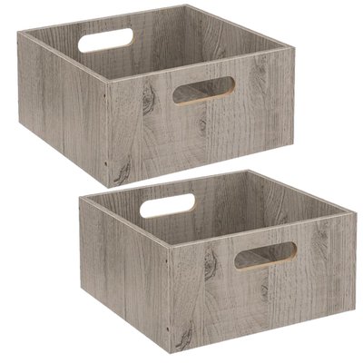 Lot De 2 Boîtes De Rangement Carrée En Mdf TOILINUX