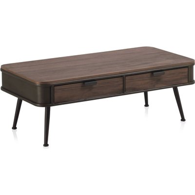 Table basse métal bois avec deux tiroirs élégants RECOLLECTION