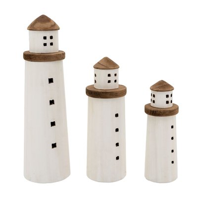 Phares en bois naturel et blanc (lot de 3) AUBRY GASPARD