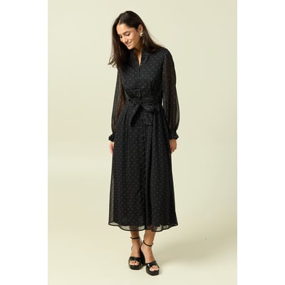 Robe longue évasée col v manches longues BONOBO