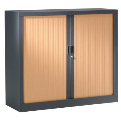 Armoire de bureau portes à rideaux 2 étagères PIERRE HENRY