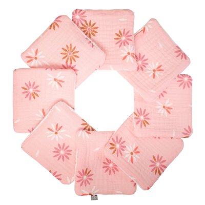 Lot de 8 lingettes lavables en gaze de coton et bambou ROSELLA SEVIRA KIDS