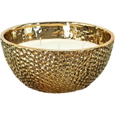 Bougie parfumée martelée dorée 5 mèches 21 cm CMP