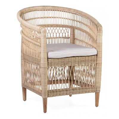 Fauteuil avec coussin rotin DECORATION D’AUTREFOIS