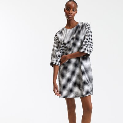 Robe courte, carreaux vichy, manches ballon LA REDOUTE COLLECTIONS