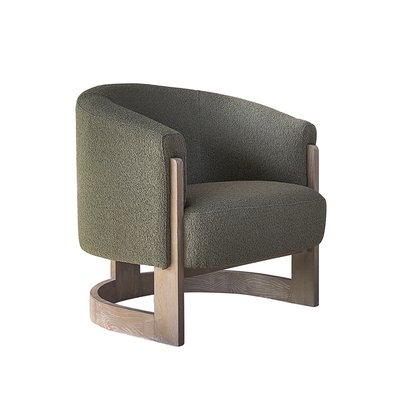 Fauteuil en chêne massif et bouclette  MALO BERAH GETAH