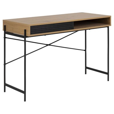 Bureau Aria en MDF et métal avec 1compartiment ouvert et 1 porte coulissante TOILINUX