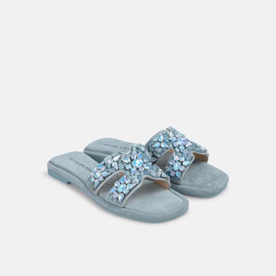 Sandales plates à bijoux avec bride croisée et bout carré ALMA EN PENA