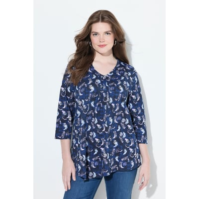 T-shirt à fleurs, plis fantaisie ULLA POPKEN