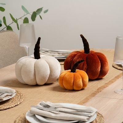 Set of 3 Velvet Plush Pumpkins SO'HOME