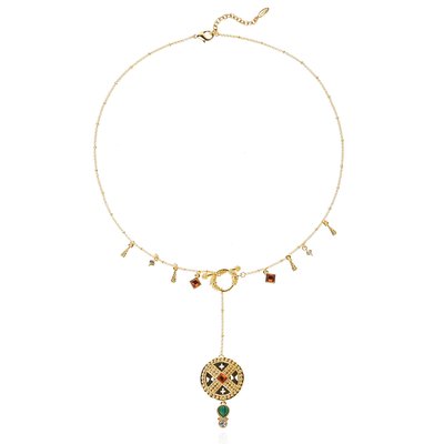 Collier chaîne avec breloques et pendentif central YESENIA HIPANEMA