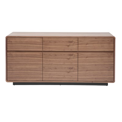 Buffet design en bois foncé noyer 3 portes 3 tiroirs L160 cm JAKO MILIBOO