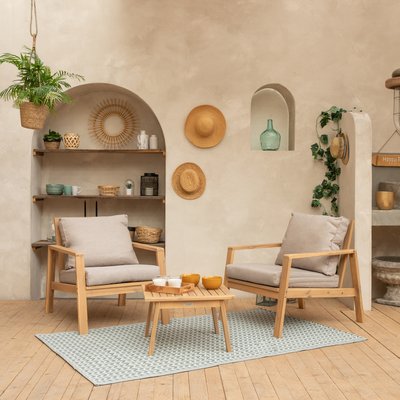 Salon de jardin en acacia, 2 pl, GILI HAPPY GARDEN