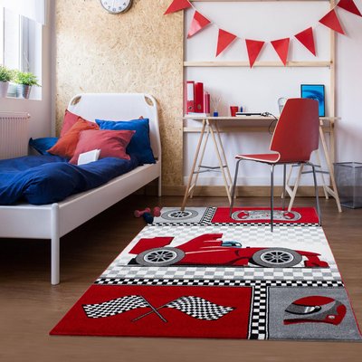 Tapis enfant tissé KID RACE UN AMOUR DE TAPIS