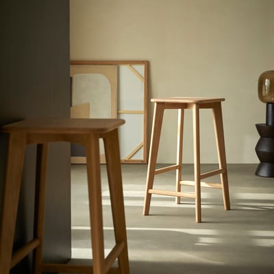 Tabouret de bar en Chêne massif, ABEL TIKAMOON