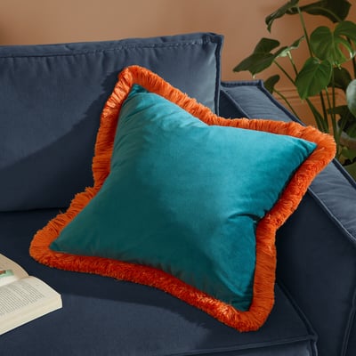 Halo Fringed Velvet Cushion FURN.