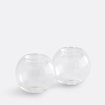 Lot de 2 bougeoirs en verre transparent, hauteur 7,5 cm, OVIA LA REDOUTE INTERIEURS