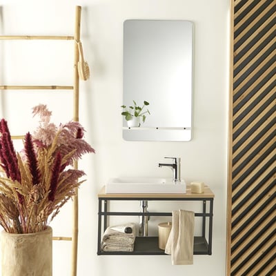 Ensemble lave-mains grande largeur avec miroir 60cm WILO MOB IN